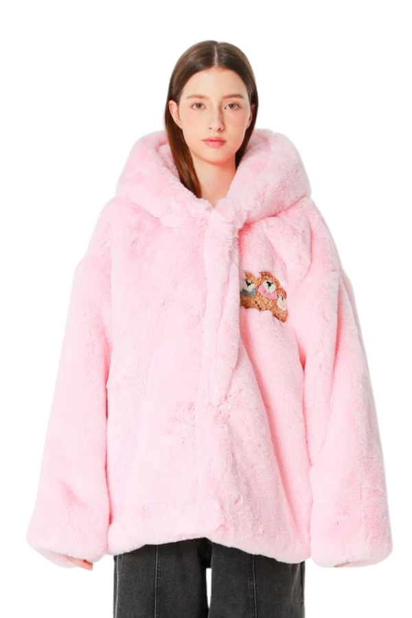 MOD WAVE MOVEMENT Μπουφάν MWM WOMEN FAUX FUR COAT - PINK