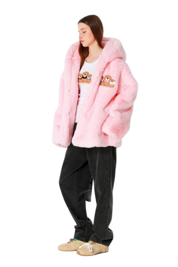 MOD WAVE MOVEMENT Μπουφάν MWM WOMEN FAUX FUR COAT - PINK