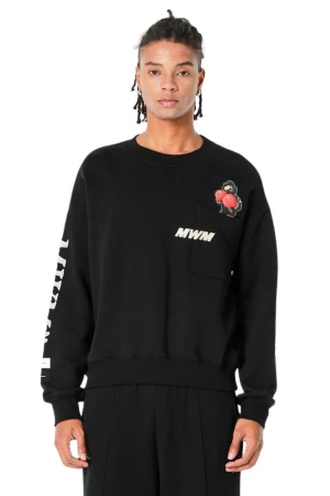 MOD WAVE MOVEMENT Φούτερ λαιμόκοψη MWM VANGUARD DOGS PUNCH 3D T-SWEATSHIRT - BLACK