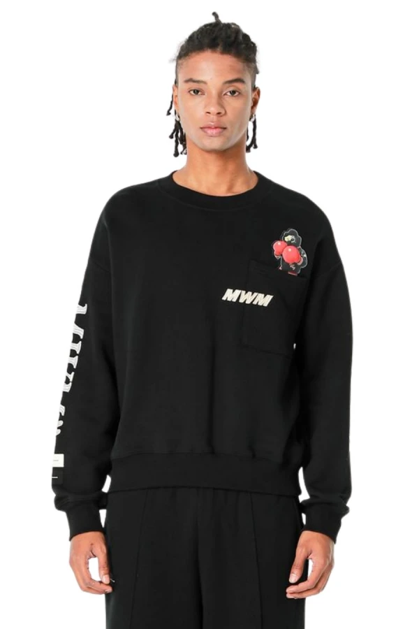 MOD WAVE MOVEMENT Φούτερ λαιμόκοψη MWM VANGUARD DOGS PUNCH 3D T-SWEATSHIRT - BLACK