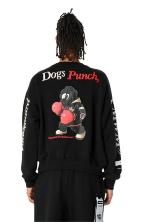 MOD WAVE MOVEMENT Φούτερ λαιμόκοψη MWM VANGUARD DOGS PUNCH 3D T-SWEATSHIRT - BLACK