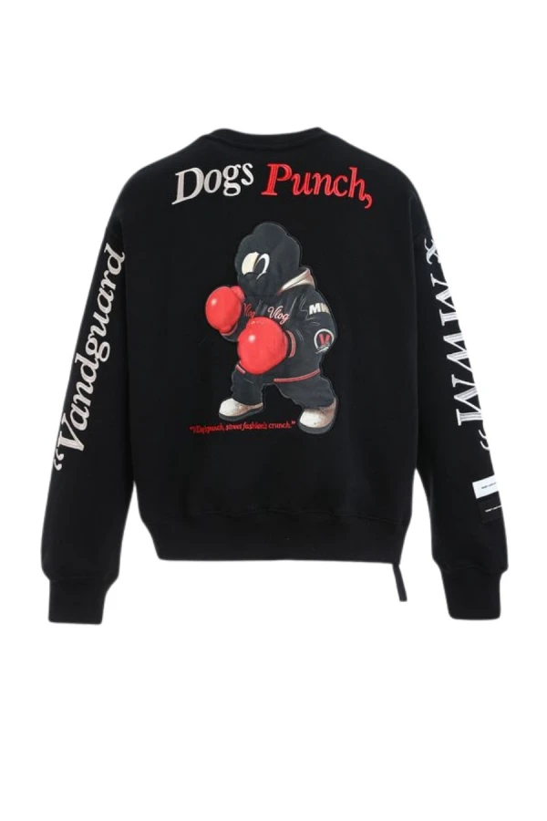 MOD WAVE MOVEMENT Φούτερ λαιμόκοψη MWM VANGUARD DOGS PUNCH 3D T-SWEATSHIRT - BLACK
