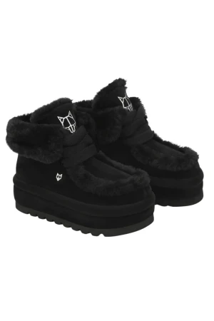 NAKED WOLFE Boots Bambi - Black Suede/Shearling