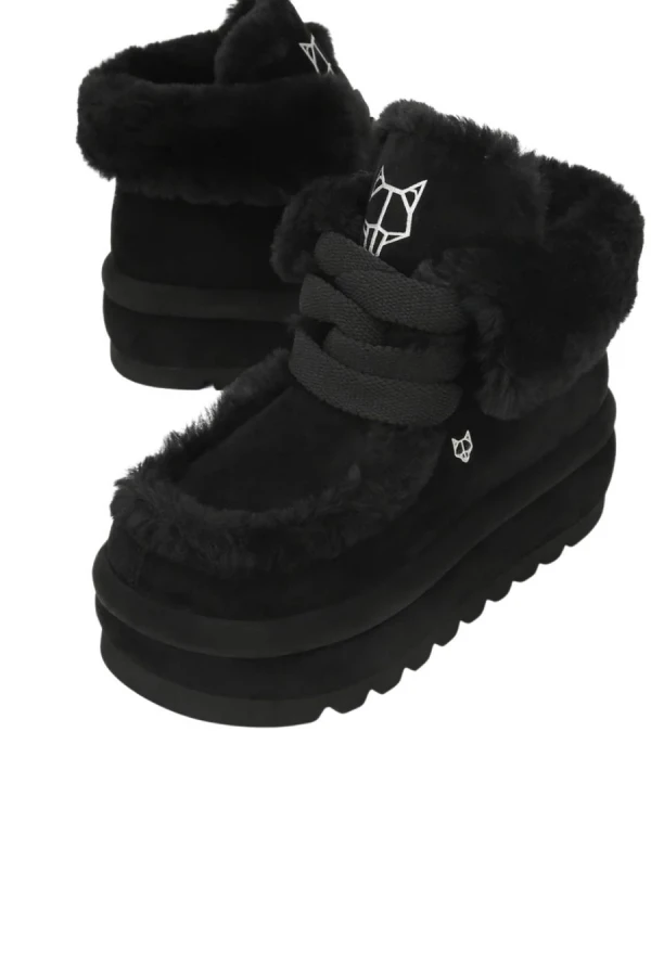 NAKED WOLFE Boots Bambi - Black Suede/Shearling