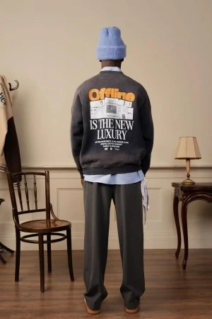 ANOTHER COTTON LAB Φούτερ Λαιμόκοψη Offline Luxury Oversized Sweatshirt - Μπλε