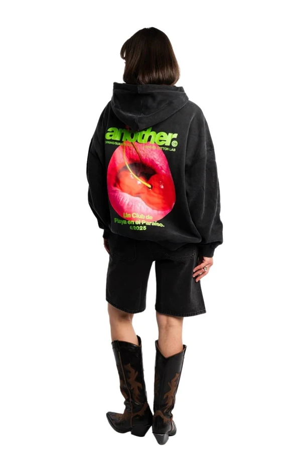 ANOTHER COTTON LAB El Paraiso Oversized Washed Zip Hoodie - Μαύρο