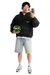 ANOTHER COTTON LAB El Paraiso Oversized Washed Zip Hoodie - Μαύρο