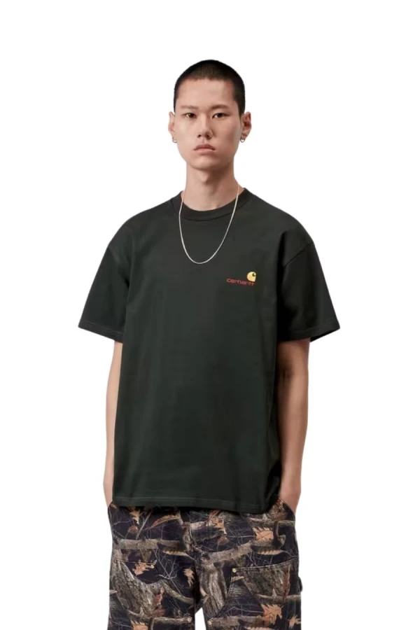 CARHARTT WIP T-Shirts S/S American Script T-Shirt - Washed Black