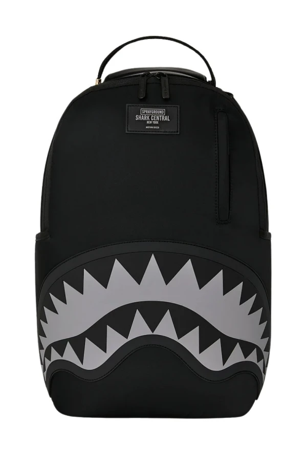 SPRAYGROUND Σακίδια πλάτης - Backpacks SHARK CENTRAL BLACK NYLON GRAY EMBOSSED BACKPACK - ΜΑΥΡΟ