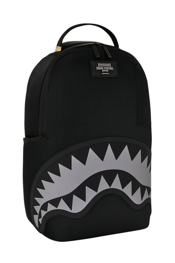 SPRAYGROUND Σακίδια πλάτης - Backpacks SHARK CENTRAL BLACK NYLON GRAY EMBOSSED BACKPACK - ΜΑΥΡΟ