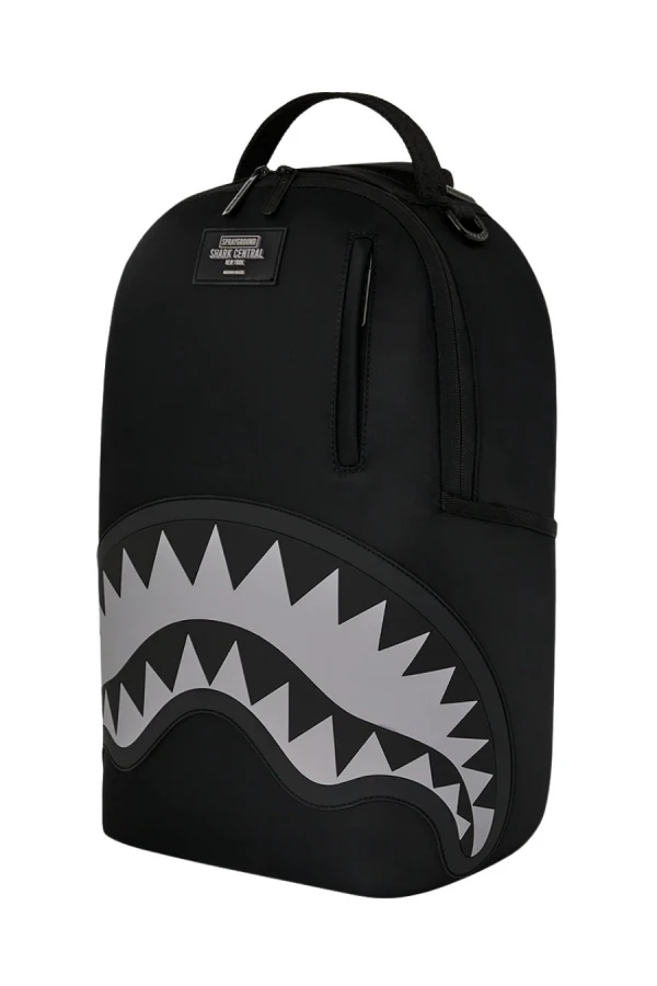 SPRAYGROUND Σακίδια πλάτης - Backpacks SHARK CENTRAL BLACK NYLON GRAY EMBOSSED BACKPACK - ΜΑΥΡΟ