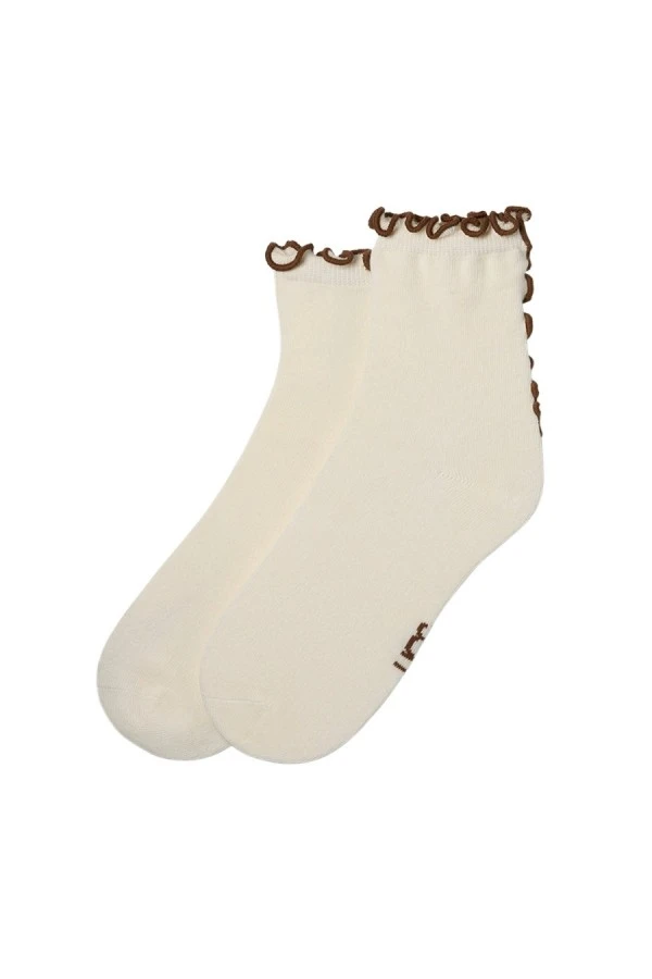 UGG Γυναικείες Κάλτσες Karsyn Lettuce Edge Quarter II - Εκρού