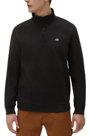 DICKIES Φούτερ λαιμόκοψη OAKPORT QUARTER ZIP - BLACK