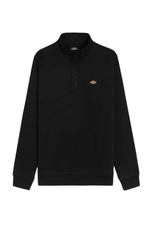 DICKIES Φούτερ λαιμόκοψη OAKPORT QUARTER ZIP - BLACK