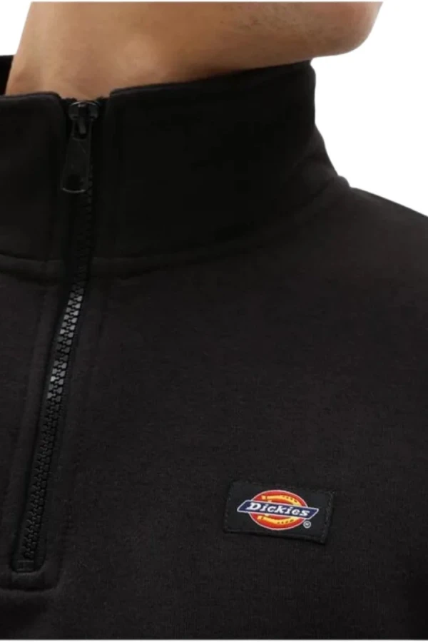 DICKIES Φούτερ λαιμόκοψη OAKPORT QUARTER ZIP - BLACK