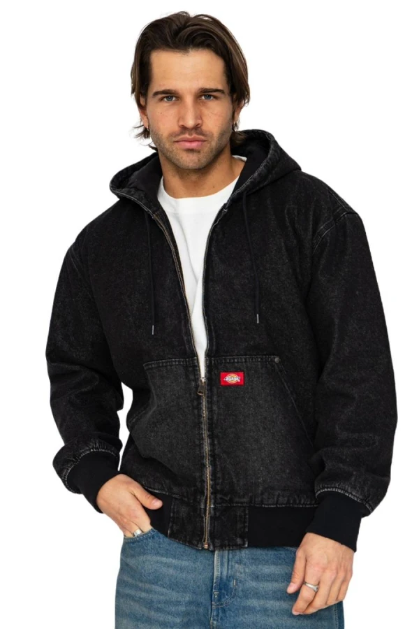 DICKIES Μπουφάν HILHAM LINED DENIM HOODED BOMBER - BLACK