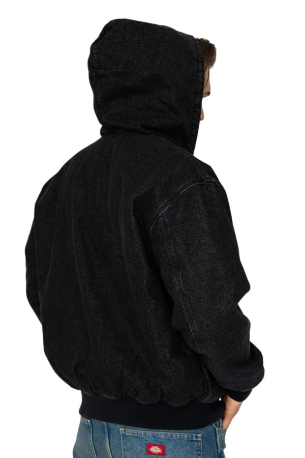 DICKIES Μπουφάν HILHAM LINED DENIM HOODED BOMBER - BLACK