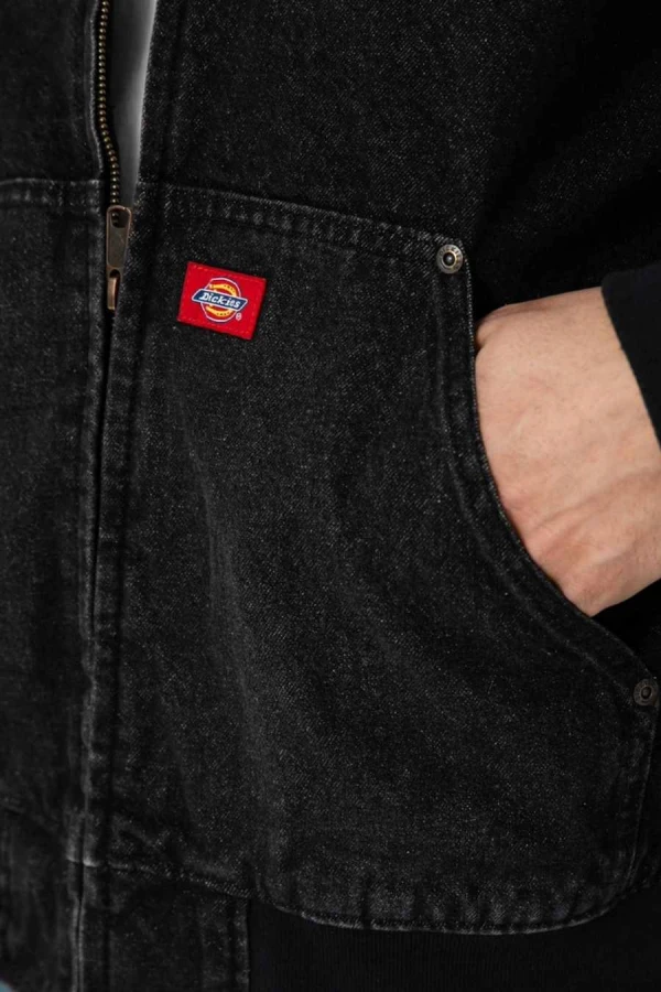 DICKIES Μπουφάν HILHAM LINED DENIM HOODED BOMBER - BLACK