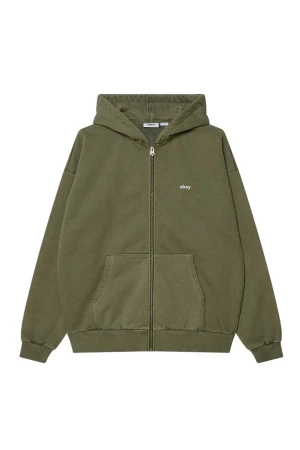OBEY Ζακέτες LOWERCASE PIGMENT ZIP HOOD FLEECE - Χακί