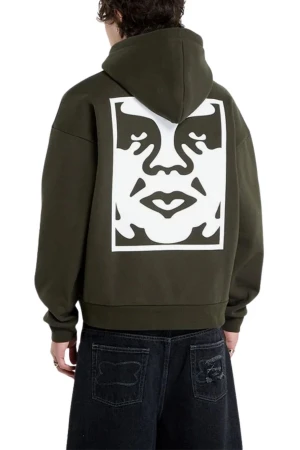 OBEY Hoodie BOLD ICON EXTRA HEAVY HOOD FLEECE - GREEN