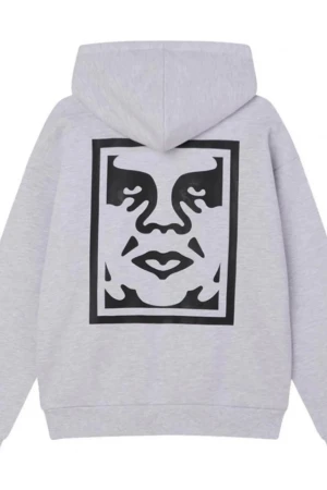 OBEY Φούτερ με Κουκούλα BOLD ICON EXTRA HEAVY HOOD FLEECE - Γκρι