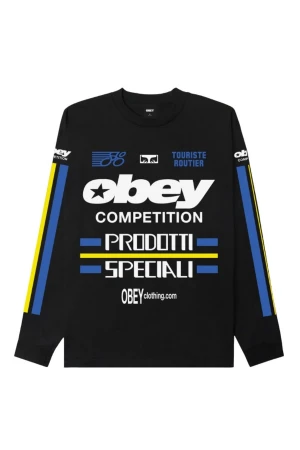 OBEY Μακρυμάνικες Μπλούζες OBEY COMPETITION TEE LS - Μαύρο
