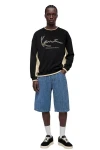 KARL KANI Φούτερ λαιμόκοψη SIGNATURE BRK INSERT OVERSIZED CREW - BLACK