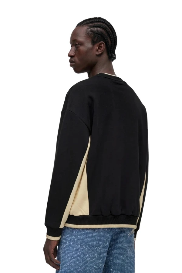 KARL KANI Φούτερ λαιμόκοψη SIGNATURE BRK INSERT OVERSIZED CREW - BLACK