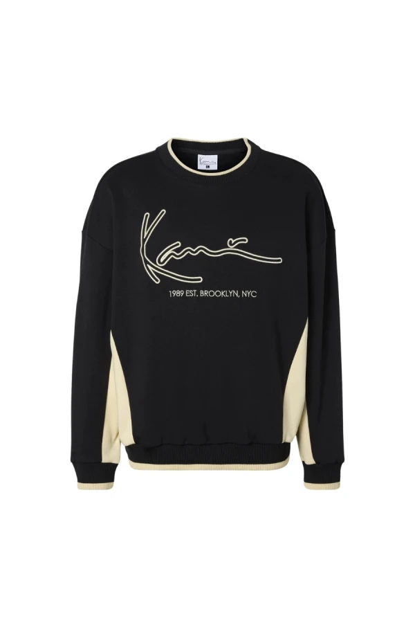 KARL KANI Φούτερ λαιμόκοψη SIGNATURE BRK INSERT OVERSIZED CREW - BLACK