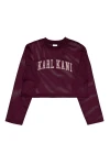KARL KANI Γυναικεία Μακρυμάνικη Μπλούζα College Mesh Cropped Longsleeve – Μπορντό