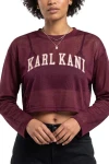 KARL KANI Γυναικεία Μακρυμάνικη Μπλούζα College Mesh Cropped Longsleeve – Μπορντό