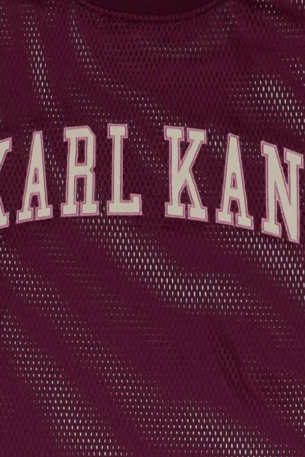 KARL KANI Γυναικεία Μακρυμάνικη Μπλούζα College Mesh Cropped Longsleeve – Μπορντό
