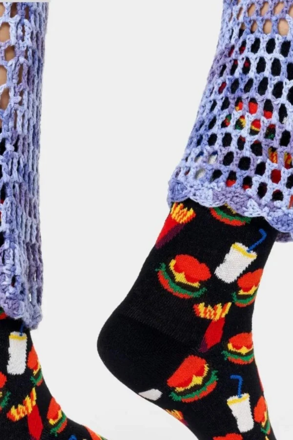 Happy Socks Hamburger Sock Κάλτσες Black
