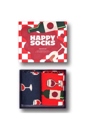 HAPPY SOCKS 2-Pack Wine Gift Set Socks - Blue/Red
