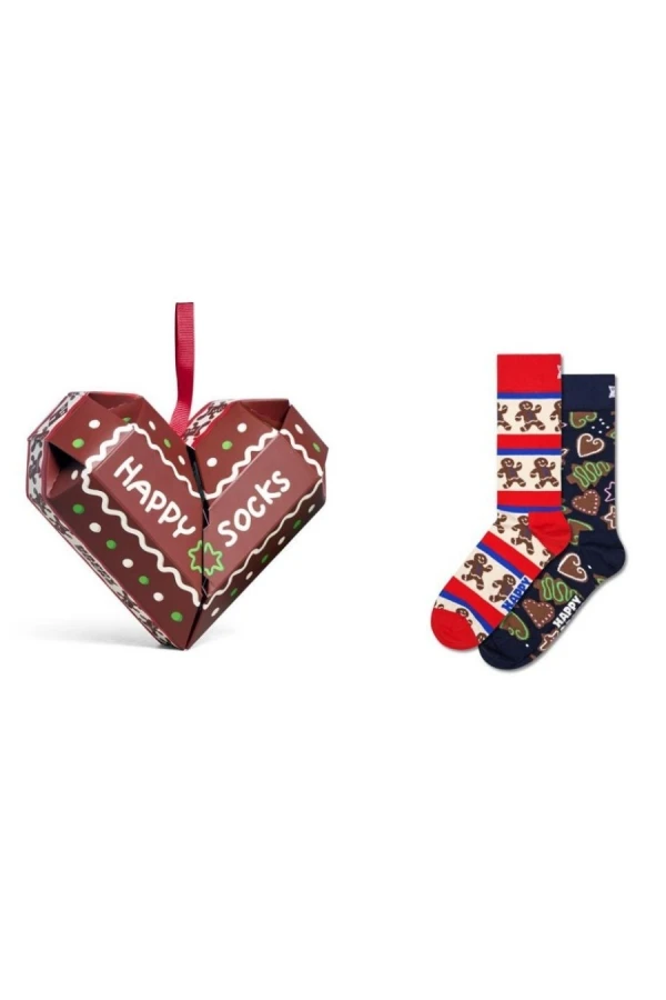 HAPPY SOCKS Κάλτσες 2-Pack Gingerbread Heart Socks Gift Set - BROWN