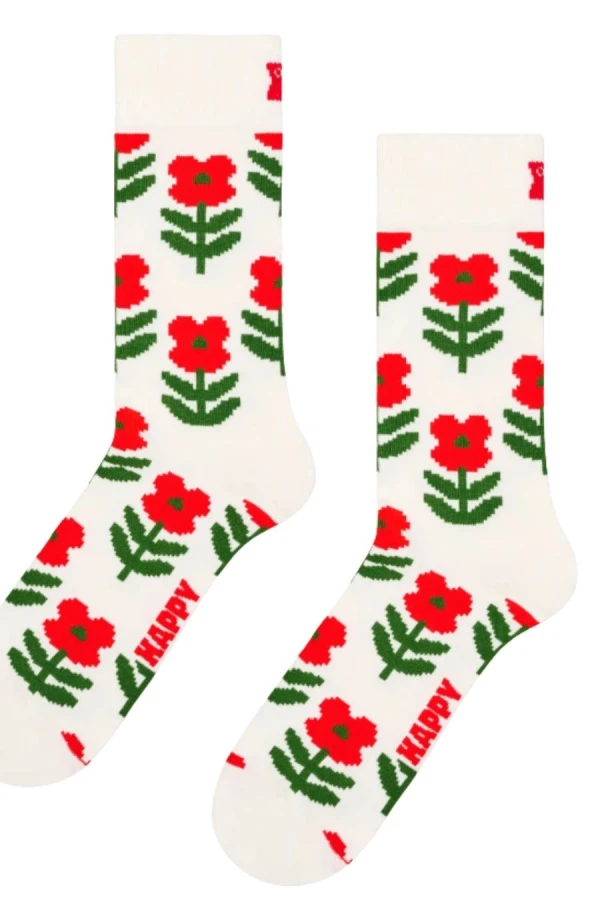 HAPPY SOCKS Pixel Flower Sock Κάλτσες - Λευκό