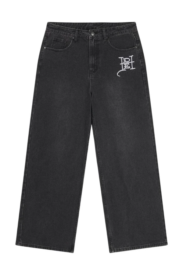 ED HARDY Ανδρικό Jeans Varsity Badge Denim - Μαύρο