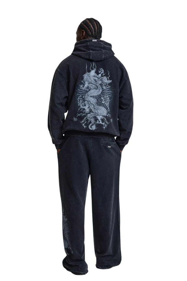 ED HARDY Ανδρική Φόρμα Gothic Flaming Dragon Relaxed Jogger - Μαύρη