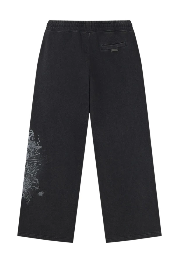 ED HARDY Ανδρική Φόρμα Gothic Flaming Dragon Relaxed Jogger - Μαύρη