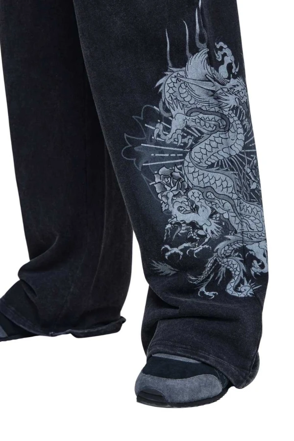 ED HARDY Ανδρική Φόρμα Gothic Flaming Dragon Relaxed Jogger - Μαύρη