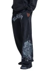 ED HARDY Ανδρική Φόρμα Gothic Flaming Dragon Relaxed Jogger - Μαύρη