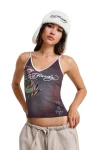 ED HARDY Γυναικεία Αμάνικη Μπλούζα Koi Pond Vest Top – Καφέ