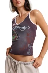 ED HARDY Γυναικεία Αμάνικη Μπλούζα Koi Pond Vest Top – Καφέ