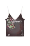 ED HARDY Γυναικεία Αμάνικη Μπλούζα Koi Pond Vest Top – Καφέ