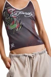 ED HARDY Γυναικεία Αμάνικη Μπλούζα Koi Pond Vest Top – Καφέ