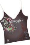 ED HARDY Γυναικεία Αμάνικη Μπλούζα Koi Pond Vest Top – Καφέ