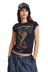 ED HARDY Γυναικείο T-Shirt Women’s Snakebite Cap Sleeve - Μαύρο