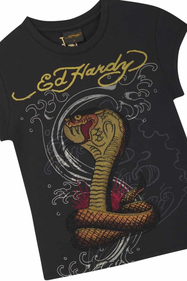ED HARDY Γυναικείο T-Shirt Women’s Snakebite Cap Sleeve - Μαύρο
