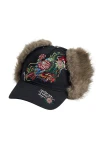Ed Hardy Crawling Dragon Trapper 5 Panel Trucker Cap - Black