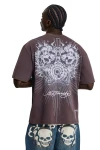 ED HARDY Ανδρικό WEBBED SKULL RELAXED FIT T-SHIRT – Καφέ